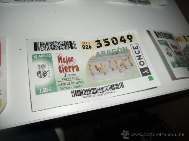 Bilhetes ONCE: CUPON ONCE LO MEJOR DE NUESTRA TIERRA ARAGON JUEGOS POPULARES