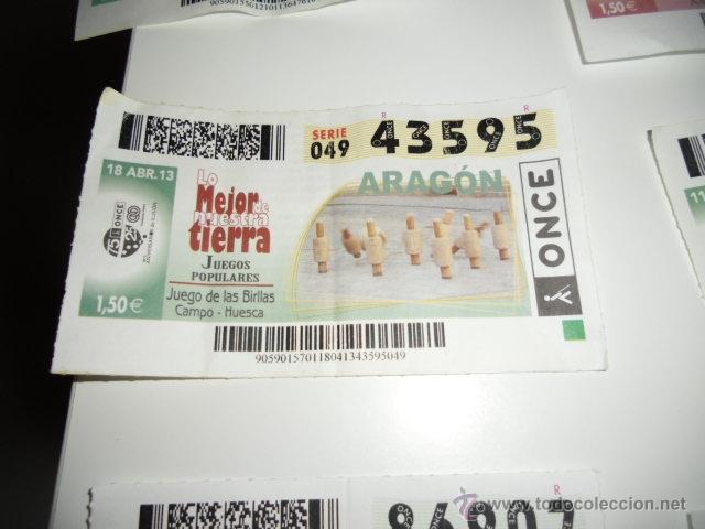 Bilhetes ONCE: CUPON ONCE LO MEJOR DE NUESTRA TIERRA ARAGON JUEGOS POPULARES CUALQUIER DUDA PREGUTAR