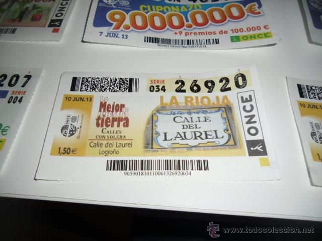 Bilhetes ONCE: CUPON ONCE LO MEJOR DE NUESTRA TIERRA LA RIOJA CALLE LAUREL