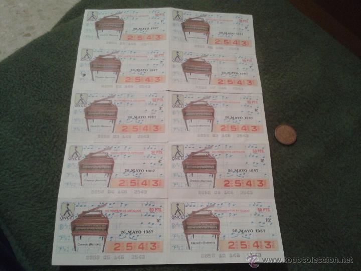 Cupones ONCE: BILLETE DE 10 CUPONES ONCE CUPON CIEGOS 26 MAYO 1987 INSTRUMENTOS ANTIGUOS CLAVECIN BARROCO OFERTA