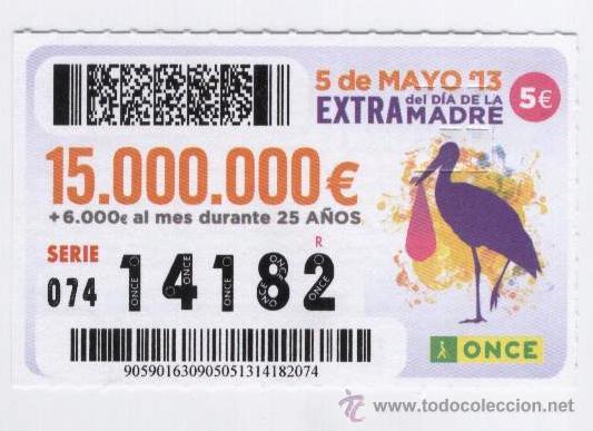Cupones ONCE: EXTRA DEL DIA DE LA MADRE - 5 MAYO 2013 - Foto 1