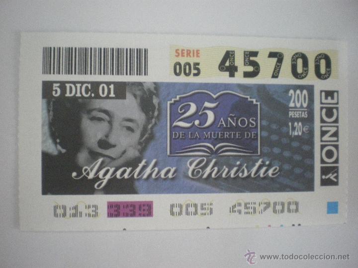 Cupones ONCE: 25 a&ntilde;os de la muerte de Agatha Christie - Cup&oacute;n ONCE - 05/12/2001