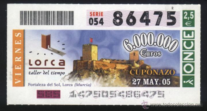 Cupones ONCE: MU-0193- CUPON ONCE. LORCA (MURCIA). TALLER DEL TIEMPO. FORTALEZA DEL SOL