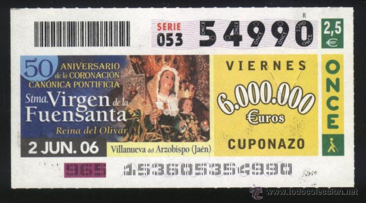 Cupones ONCE: MU-0196- CUP&Oacute;N ONCE. MURCIA. ANIVERSARIO CORONACI&Oacute;N VIRGEN DE LA FUENSANTA.