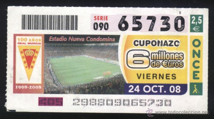 Cupones ONCE: MU-0198- CUP&Oacute;N ONCE. CENTENARIO DEL REAL MURCIA. ESTADIO NUEVA CONDOMINA.