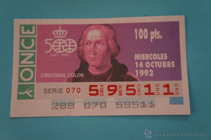 ONCE Coupons: CUP&Oacute;N DE LA ONCE:5&ordm; CENTENARIO,CRIST&Oacute;BAL COL&Oacute;N
