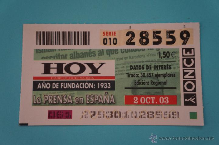 ONCE Coupons: CUP&Oacute;N DE LA ONCE:PERI&Oacute;DICOS,HOY