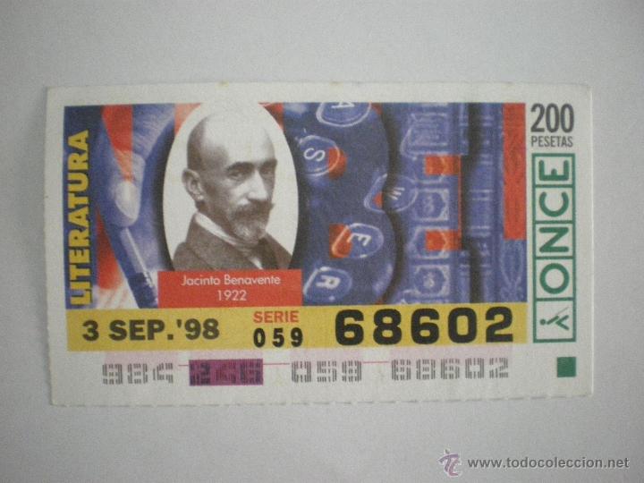 Cupones ONCE: Jacinto Benavente - Premios Nobel - Literatura - 1922 - Cup&oacute;n ONCE - 03/09/1998