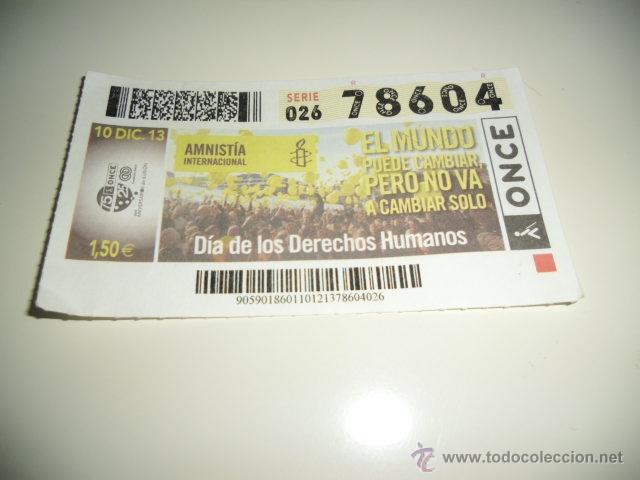 Cupones ONCE: CUPON DE LA ONCE AMNISTIA INTERNACIONAL - Foto 1