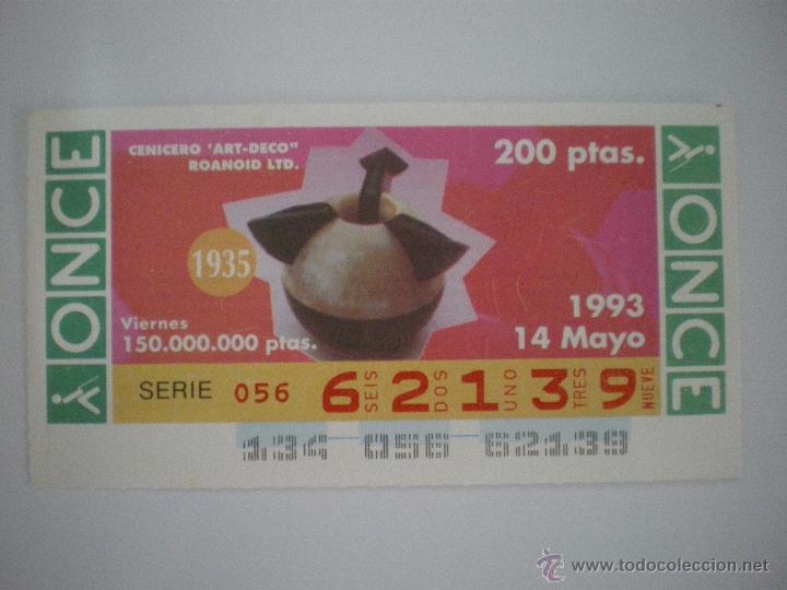 Cupones ONCE: Cenicero Art-Dec&oacute; Roanoid Ltd. - 1935 - Cup&oacute;n ONCE - 14/05/1993