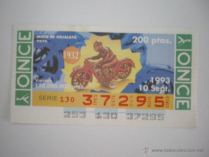 Cupones ONCE: Moto de hojalata Pay&aacute; - 1932 - Cup&oacute;n ONCE - 10/09/1993