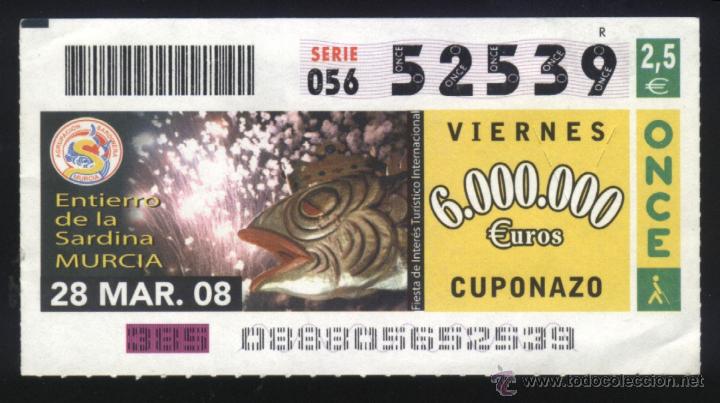 Cupones ONCE: MU-0222- CUP&Oacute;N ONCE. ENTIERRO DE LA SARDINA MURCIA.