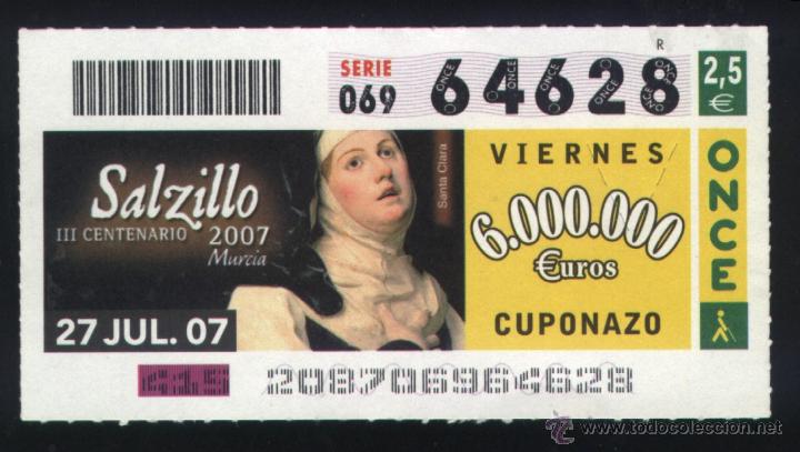 Cupones ONCE: MU-0232- CUPON ONCE. MURCIA. SALZILLO. III CENTENARIO