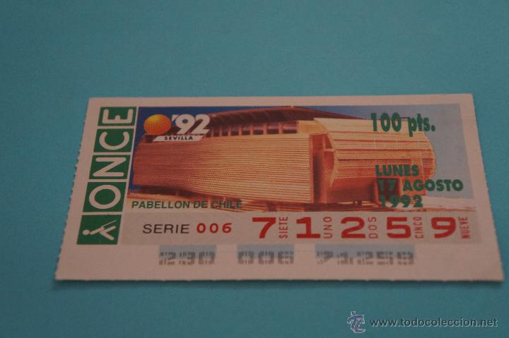 ONCE Coupons: CUP&Oacute;N DE LA ONCE:PABELL&Oacute;N PLAZA DE CHILE,EXPO 92 SEVILLA