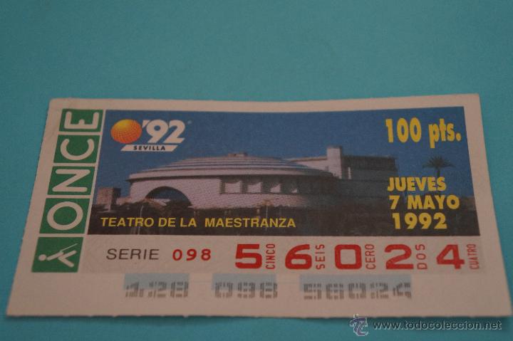 Bilhetes ONCE: CUP&Oacute;N DE LA ONCE:TEATRO DE LA MAESTRANZA,EXPO 92 SEVILLA