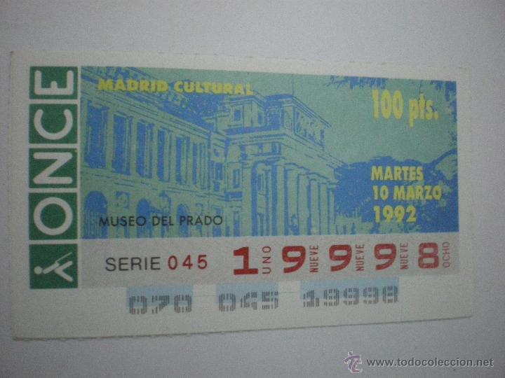 Cupones ONCE: Madrid Cultural - Museo del Prado - Cup&oacute;n ONCE - 10/03/1992