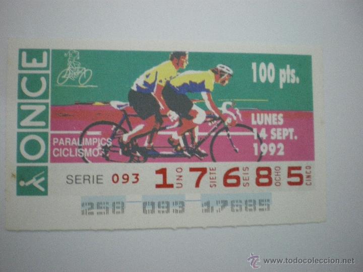 Cupones ONCE: Paral&iacute;mpics Barcelona 92 - Ciclismo - Cup&oacute;n ONCE - 14/09/1992