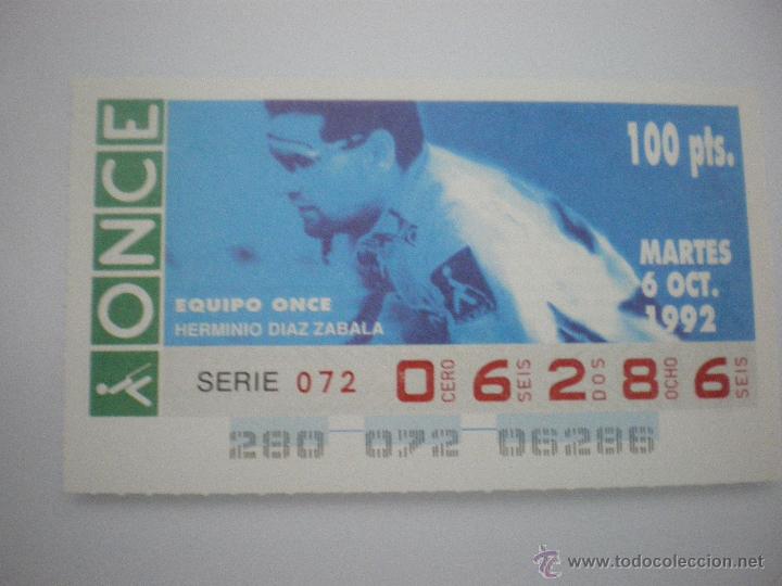 Cupones ONCE: Equipo ONCE - Herminio D&iacute;az Zabala - Ciclismo - Cup&oacute;n ONCE - 06/01/1992