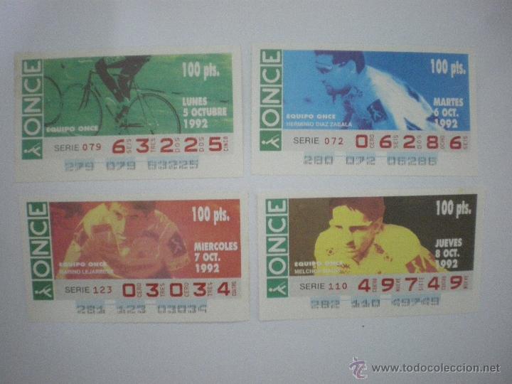Cupones ONCE: Equipo ONCE - Ciclismo - Equipo/D&iacute;az Zabala/Lejarreta/Mauri - Serie Completa - 4 cupones - Oct. 1992