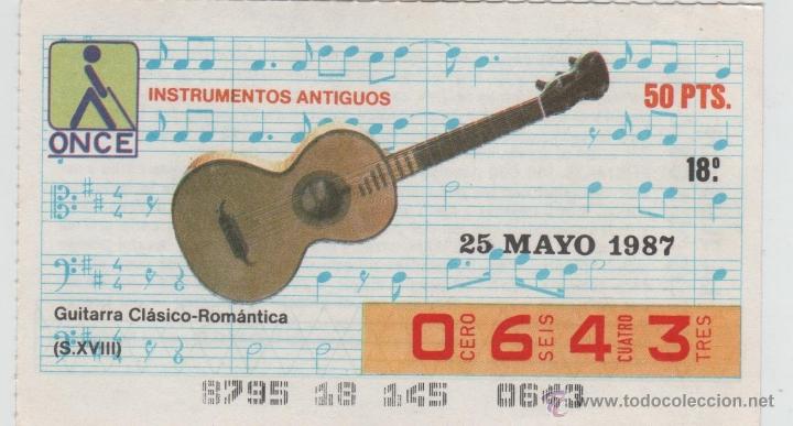 Cupones ONCE: CUP&Oacute;N DE LA ONCE - 25 may 87 - GUITARRA CL&Aacute;SICO ROM&Aacute;NTICA