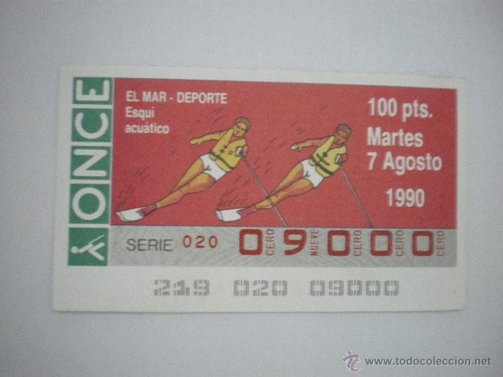 Cupones ONCE: El Mar / Deporte - Esqu&iacute; acu&aacute;tico - Cup&oacute;n ONCE - 07/08/1990