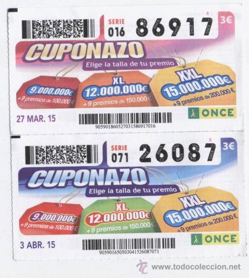 Cupones ONCE: 2 CUPONES * CUPONAZOS A&Ntilde;O 2015 - Foto 1