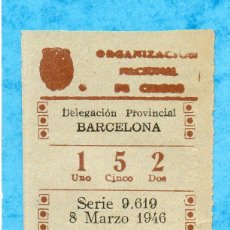 Bilhetes ONCE: CUPON ANTIGUO DE LA ONCE 8 DE MARZO DE 1946. Lote 49062946