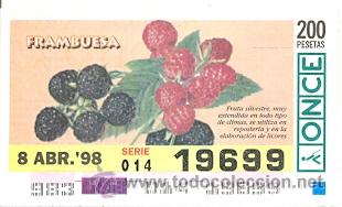 ONCE Coupons: 8-980408. Cup&oacute;n Once de 8-4-98. Frambuesa