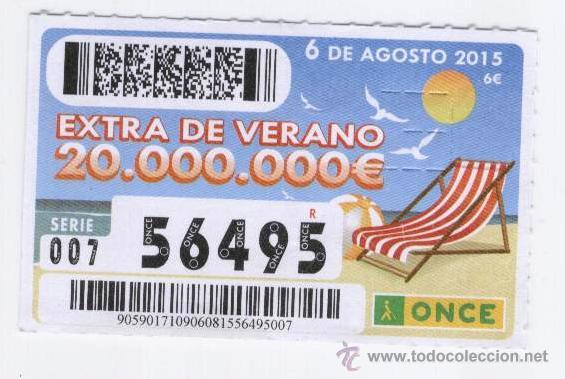 Cupones ONCE: CUPON ONCE EXTRA DE VERANO 20 MILLONES (06-08-15) - Foto 1