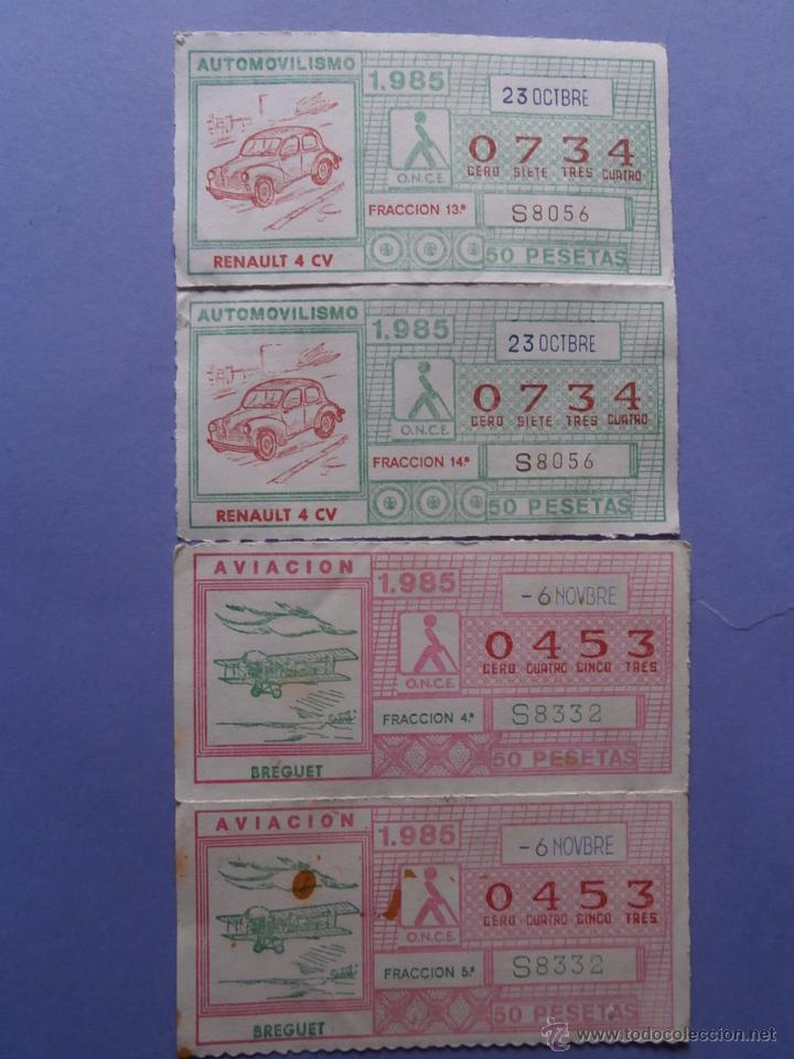 Cupones ONCE: 4 cupones once a&ntilde;o 1985 automovilismo
