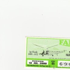 Billets ONCE: CUPON MINUSVALIDO FAMA 13 JULIO 2000 SERIE TRANSPORTES HELICOPTERO 1939. Lote 54160960