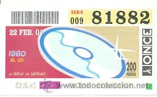 Coupon ONCE: 8-010222. Cup&oacute;n Once de 22-2-2001. El CD