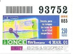 Cupones ONCE: 8-010304. Cup&oacute;n Once de 4-3-2001. Frases C&eacute;lebres