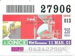 Cupones ONCE: 8-010311. Cup&oacute;n Once de 11-3-01. Frases C&eacute;lebres