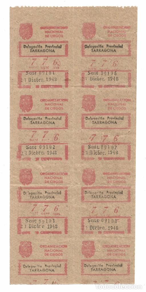 Cupones ONCE: CUPONES ORG. NACIONAL DE CIEGOS .- SORTEO 23 DICIEMBRE 1948 .- TARRAGONA