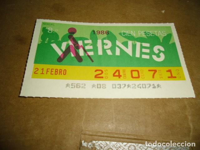 Billets ONCE: CUPONES ONCE 1986 21 FEBRERO 8&ordm;