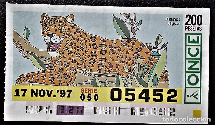 Cupones ONCE: Espa&ntilde;a. ONCE. 1997. Felinos: Jaguar. Fecha: 17 Noviembre. El n&uacute;mero puede variar.
