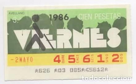 Cupones ONCE: Cup&oacute;n ONCE, Viernes ( 2 mayo 1986 )
