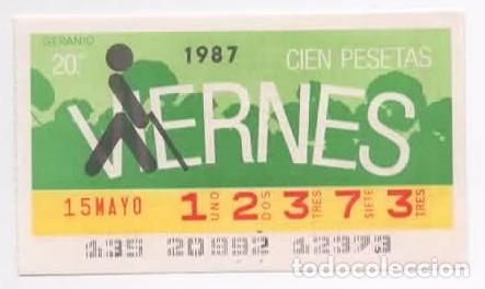 Cupones ONCE: Cup&oacute;n ONCE, viernes ( 15 mayo 1986 )