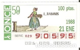 Coupon ONCE: Cup&oacute;n Once 21-1-88. I...Rabanos. ref. 8-210188