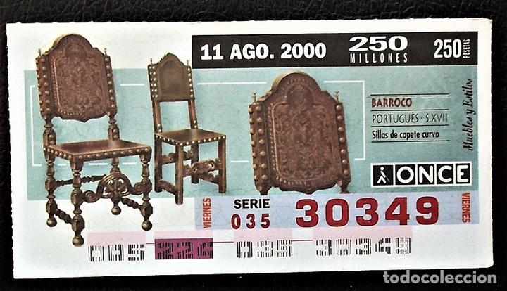 Cupones ONCE: Espa&ntilde;a. ONCE. 2000. Muebles y Estilos. Barroco: Sillas de copete curvo. Fecha: 11 Agosto. El n&uacute;mero