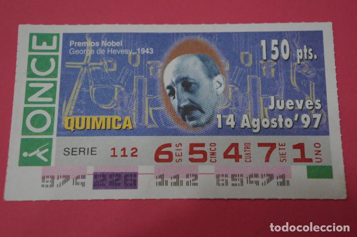 Bilhetes ONCE: CUP&Oacute;N DE LA ONCE:PREMIO NOBEL DE QUIMICA,GEORGE DE HEVESY