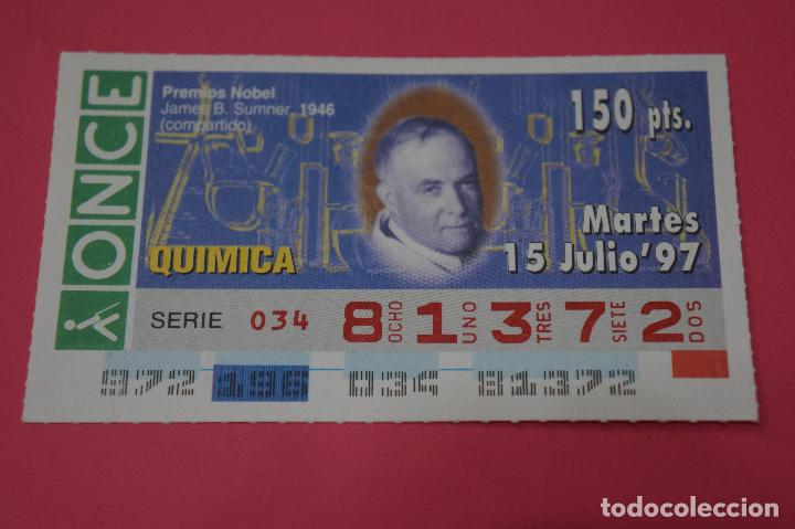 Bilhetes ONCE: CUP&Oacute;N DE LA ONCE:PREMIO NOBEL DE QUIMICA,JAMES B.SUMNER