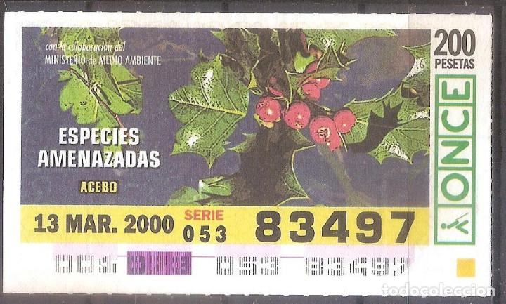 Cupones ONCE: ONCE,ESPECIES AMENAZADAS,13/03/2000. - Foto 1