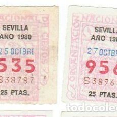 Cupones ONCE: LOTERIA 2 CUPONES ONCE AÑO 1980. Lote 119085315