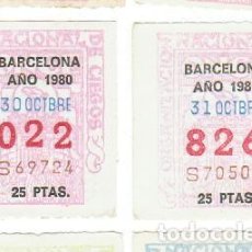 Cupones ONCE: LOTERIA 2 CUPONES ONCE AÑO 1980. Lote 119085491