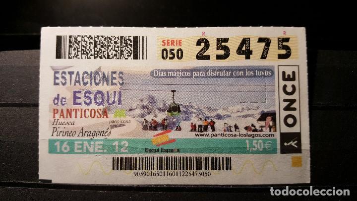 Cupones ONCE: Cup&oacute;n Once. Estaciones Esqu&iacute;. Panticosa. Huesca. P. Aragon&eacute;s. 16 Enero de 2012. N&ordm; 25475.