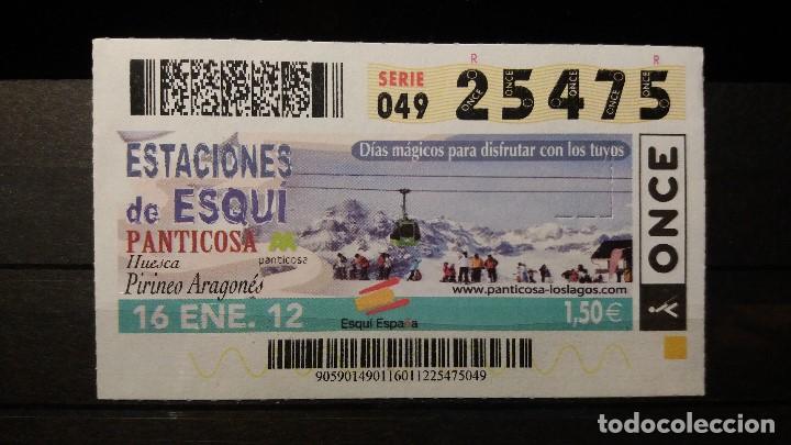 Cupones ONCE: Cup&oacute;n Once. Estaciones Esqu&iacute;. Panticosa. Huesca. P. Aragon&eacute;s. 16 Enero de 2012. N&ordm; 25475.