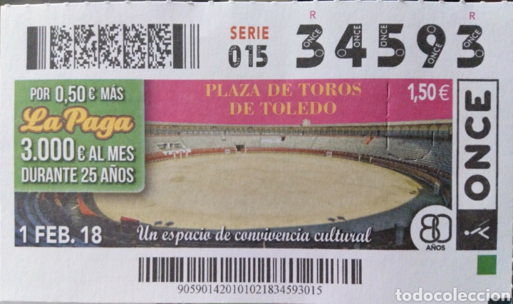 Cupones ONCE: CUPON ONCE. PLAZA DE TOROS DE TOLEDO - Foto 1