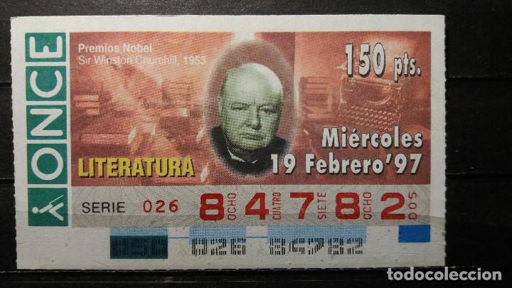 Cupones ONCE: C. Once. Premios Nobel. N. Literatura 1953. Sir Winston Churchill. 19 de Febrero 1997. N&ordm; 84782